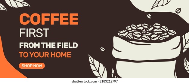coffee shop horizontal banner vector illustration flat design