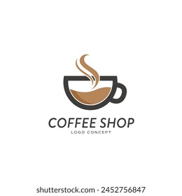 Coffee Shop, hot coffee , cafeteria Logo Icon Symbol Design Template Flat Style Vector