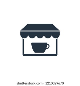 Coffee shop, house, building isolated icon on white background, 400 coffee set, logo and sign