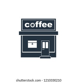 Coffee shop, house, building isolated icon on white background, 400 coffee set, logo and sign