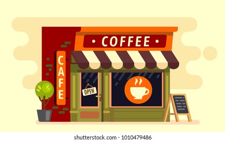 Coffee shop house. Cafe, building Vector flat