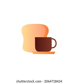 coffee shop icon, breakfast, Bread and hot coffee icon in gradient color, isolated on white 