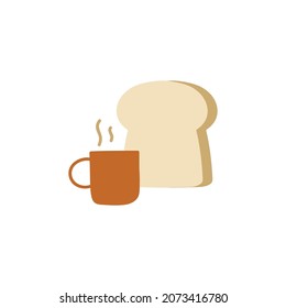 coffee shop icon, breakfast, Bread and hot coffee icon  in color icon, isolated on white background 