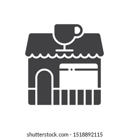 Coffee shop icon. Cafe restaurant flat simple pictogram. Shop front with coffee cup vector illustration