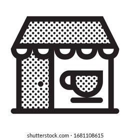 Coffee Shop. Icon Filled with Dots.