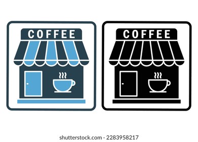 Coffee shop icon illustration. icon related to coffee element. Solid icon style. Simple vector design editable