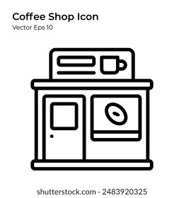 Coffee Shop Icon in Line Style. Coffee Shop Line Illustration.