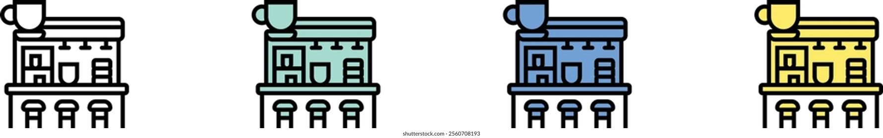 coffee shop icon. Outline, Green, Blue and Yellow Style Design Isolated On White Background