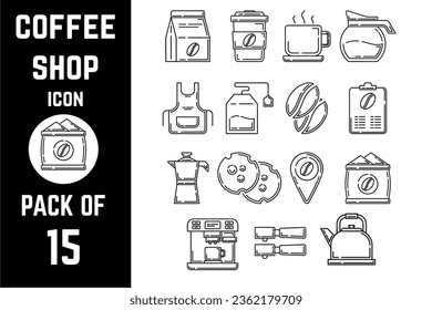 Coffee Shop icon pack bundle lineart vector template