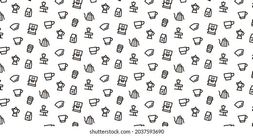 Coffee shop icon pattern background for website or wrapping paper (Monotone version)