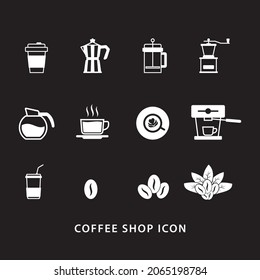 Coffee Shop Icon Set. Sammlung moderner Kaffeesymbole. Trendsymbole für Web-, App-, Logo- und Restaurantmenü.