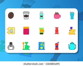 Coffee shop icon set Filled line style 64 px for your all graphic design needs