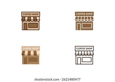 Coffee Shop Icon Set – Flat, Filled, Pastel, and Outline Styles