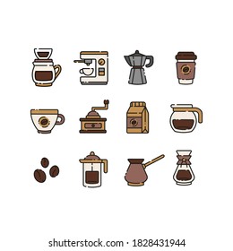 Coffee shop icon set. Isolated on white background