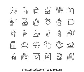 Coffee Shop Icon Set. Line Icons.
