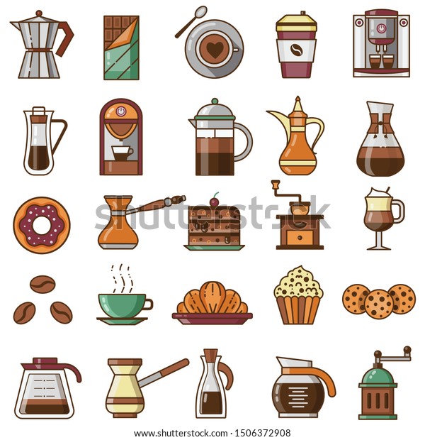 Coffee Shop Icon Set Pastry Bakery Stock Vector Royalty Free 1506372908