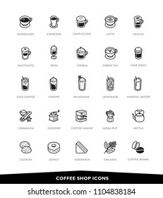 Coffee shop icon set, Vector illustration.
