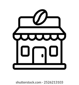 A coffee shop icon showing a cafe or store where coffee and other beverages are served.