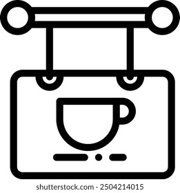 Icono de cafetería. Diseño De Estilo Lineal Delgado Aislado Sobre Fondo Blanco