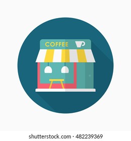 Coffee shop icon , Vector flat long shadow design. 