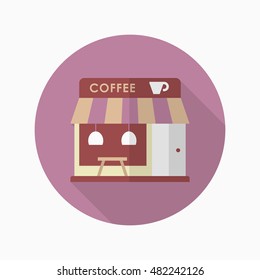 Coffee shop icon , Vector flat long shadow design.