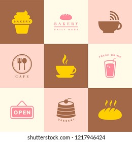 Coffee shop icon vector set