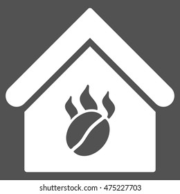 Coffee Shop icon. Vector style is flat iconic symbol, white color, gray background.