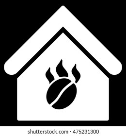 Coffee Shop icon. Vector style is flat iconic symbol, white color, black background.