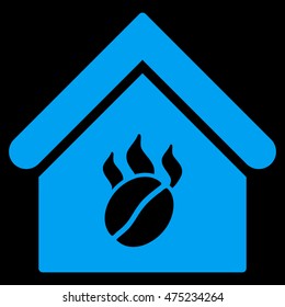 Coffee Shop icon. Vector style is flat iconic symbol, blue color, black background.