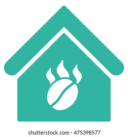 Coffee Shop icon. Vector style is flat iconic symbol, cyan color, white background.