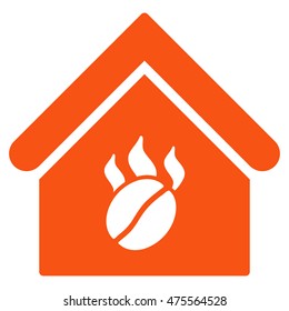 Coffee Shop icon. Vector style is flat iconic symbol, orange color, white background.