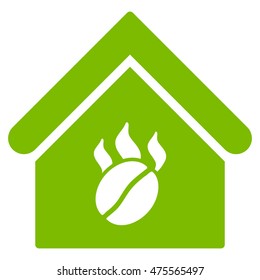 Coffee Shop icon. Vector style is flat iconic symbol, eco green color, white background.