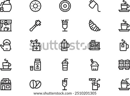 Coffee shop icons collection is a vector illustration with editable stroke.
