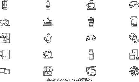 Ícones de cafeteria Coleção de ícones vetoriais de alta qualidade com traço editável. Ideal para projetos profissionais e criativos.
