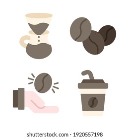 café Icons Set = café filtro, granos de café, mano, taza de café. Perfecto para aplicaciones móviles de sitios web, iconos de aplicaciones, presentación, ilustración y cualquier otro proyecto.