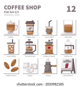 Coffee Shop icons set, Flat, vector and illustration set 2