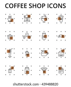 coffee shop icons set , smart line style 