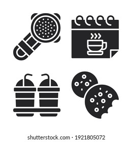 café Icons Set = tensor, calendario, limo, galletas. Perfecto para aplicaciones móviles de sitios web, iconos de aplicaciones, presentación, ilustración y cualquier otro proyecto.