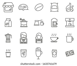 Coffee Shop Icons Thin Line Set Big