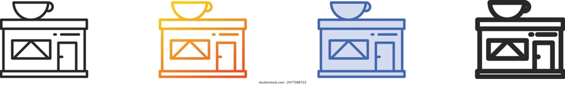 coffee shop icon.Thin Linear, Gradient, Blue Stroke and bold Style Design Isolated On White Background