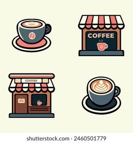 coffee shop illustration design elements vintage vector. Cup of coffee icon. Cup flat icon. coffee shop illustration design elements vintage. Vintage style.
