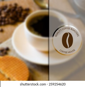 Coffee shop illustration design elements. Vector background