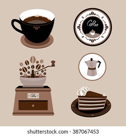Coffee shop illustration design elements.