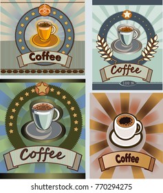 coffee shop illustration design elements vintage vector
