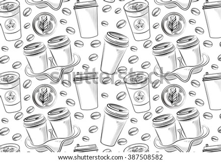 Coffee shop illustration design elements vintage vector. Pattern
