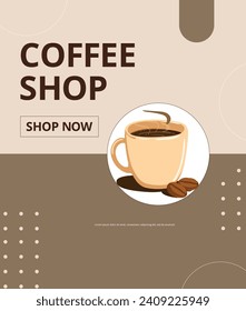 coffee shop instagram template design vector advertising