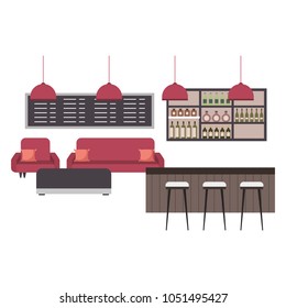 coffee shop interior counter stools sofa menu