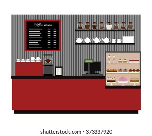 Coffee shop interior .Vector illustration