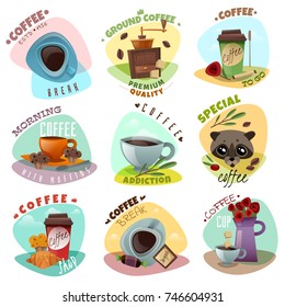 Coffee shop isolated emblems set on a white background