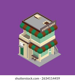 design de ilustração de vetor isométrico para cafeteria